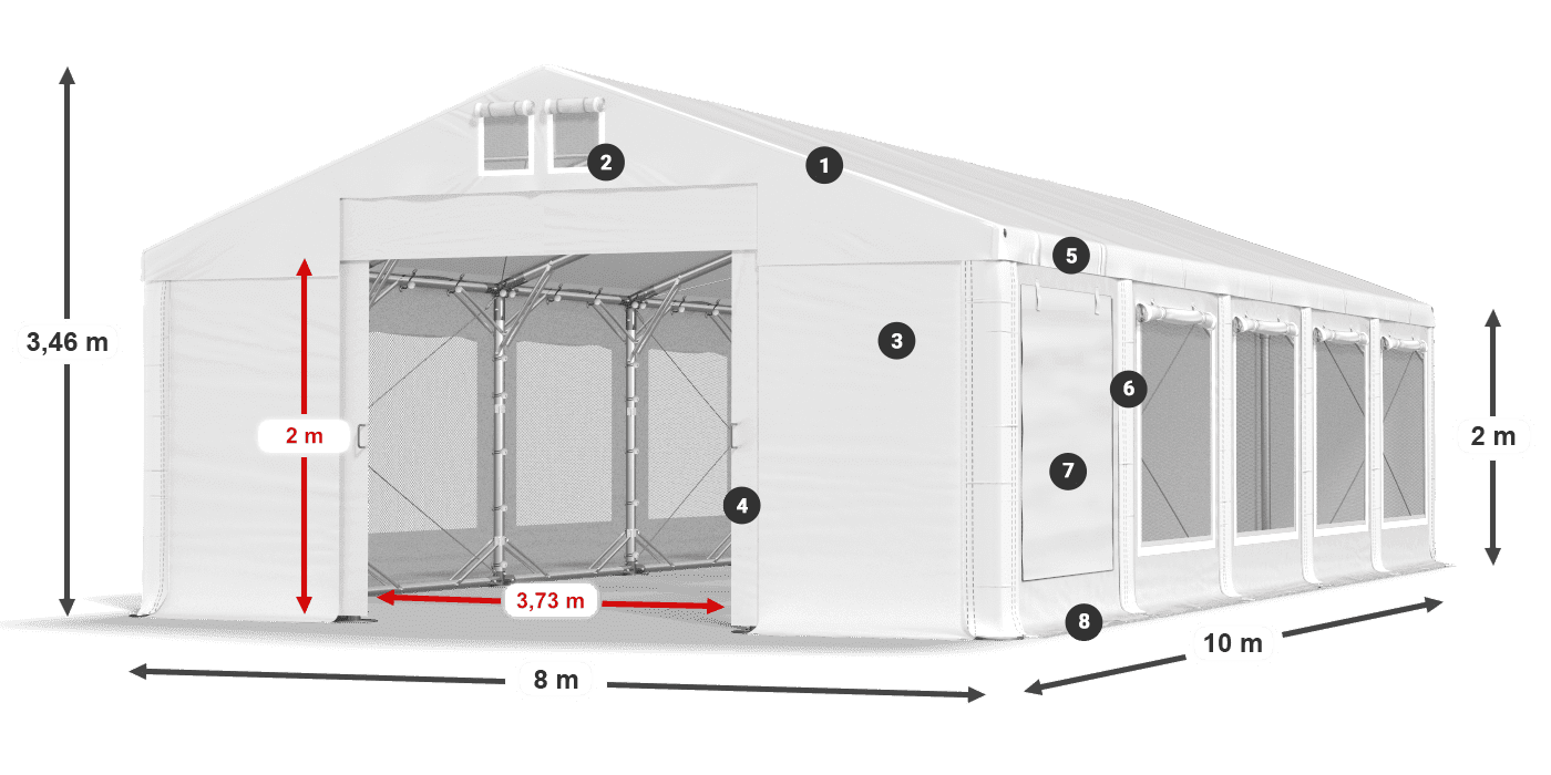 Streha: FR 620 PVC Stene: SD 500 PVC 2 m legenda