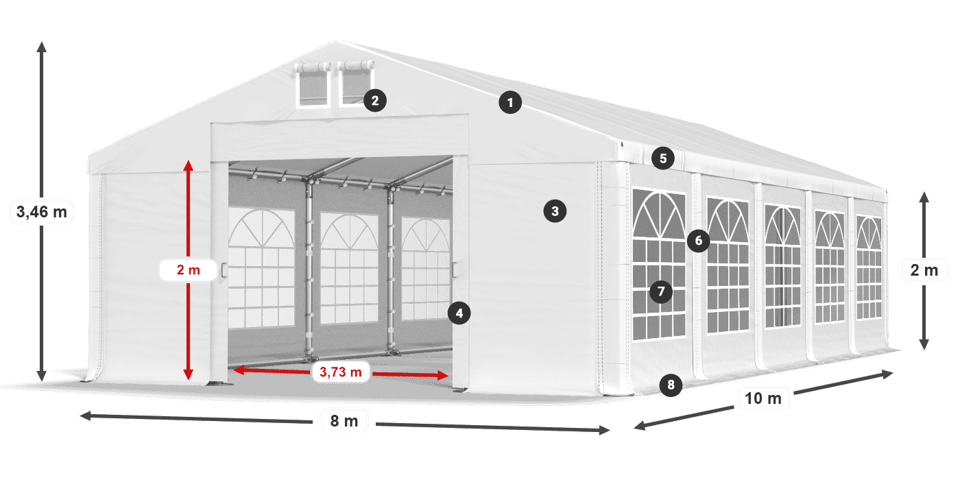 Streha: FR 620 PVC Stene: SD 500 PVC 2 m legenda