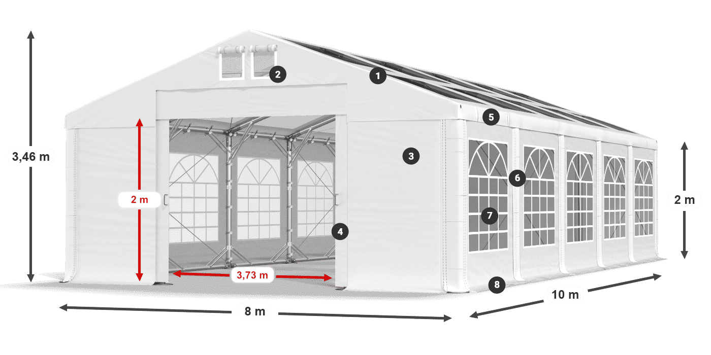 Streha: MS T 580 PVC Stene: FR 620 PVC 2 m legenda