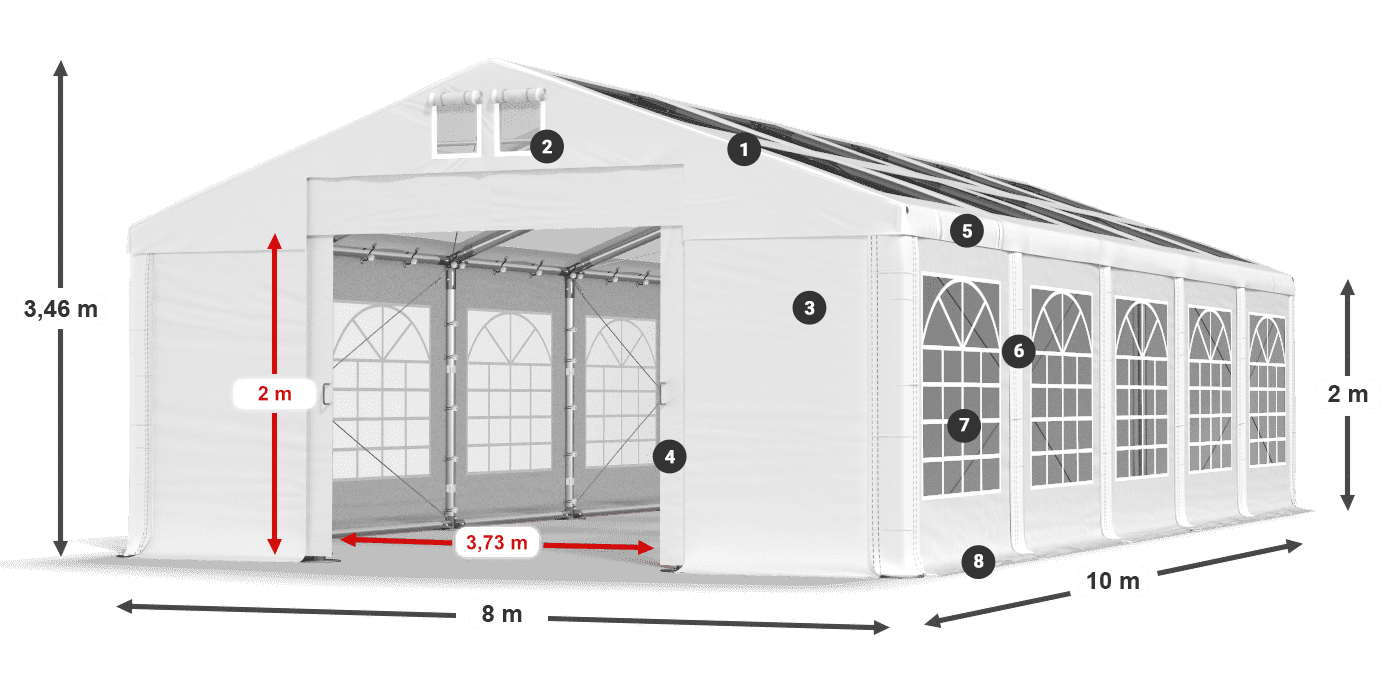 Streha: MS T 580 PVC Stene: FR 620 PVC 2 m legenda