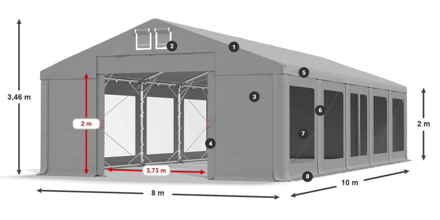Streha: MS 580 PVC Stene: MS 580 PVC 2 m legenda