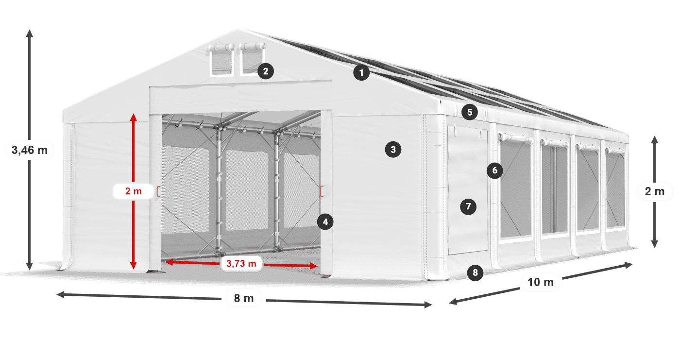 Streha: MS T 580 PVC Stene: SDM 500 PVC 2 m legenda