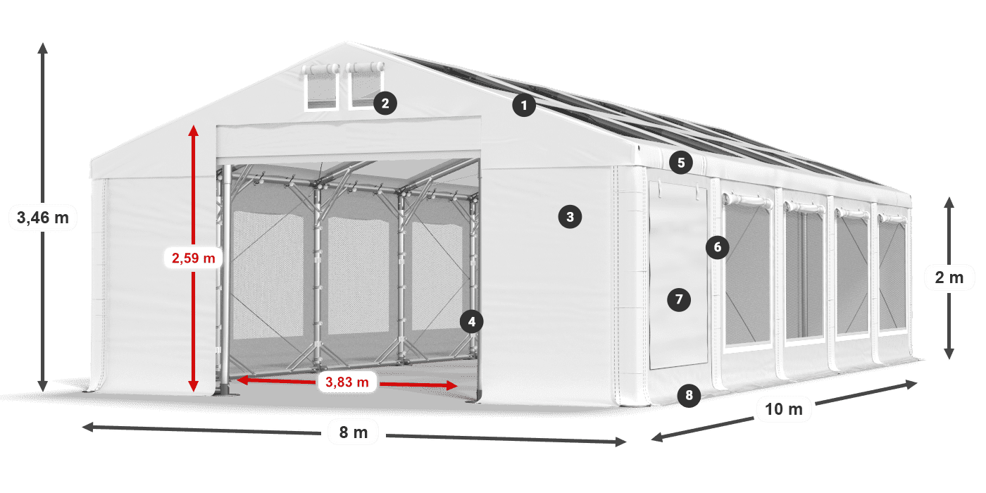 Streha: MS T 580 PVC Stene: SDM 500 PVC 2 m legenda