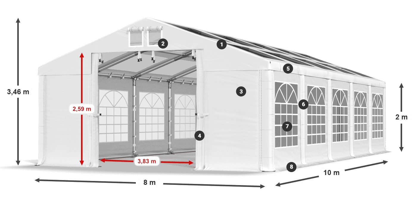 Streha: MS 580 PVC Stene: SD 500 PVC 2 m legenda