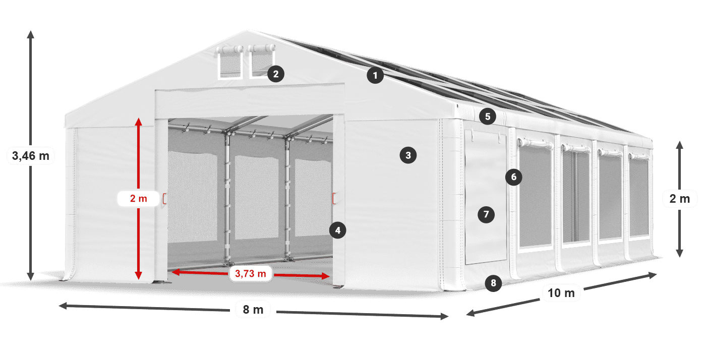 Streha: MS T 580 PVC Stene: SDM 500 PVC 2 m legenda