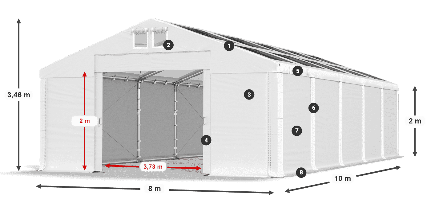 Streha: MS T 580 PVC Stene: SD 500 PVC 2 m legenda