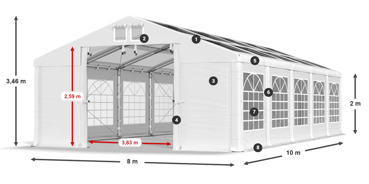 Streha: MS 580 PVC Stene: SD 500 PVC 2 m legenda