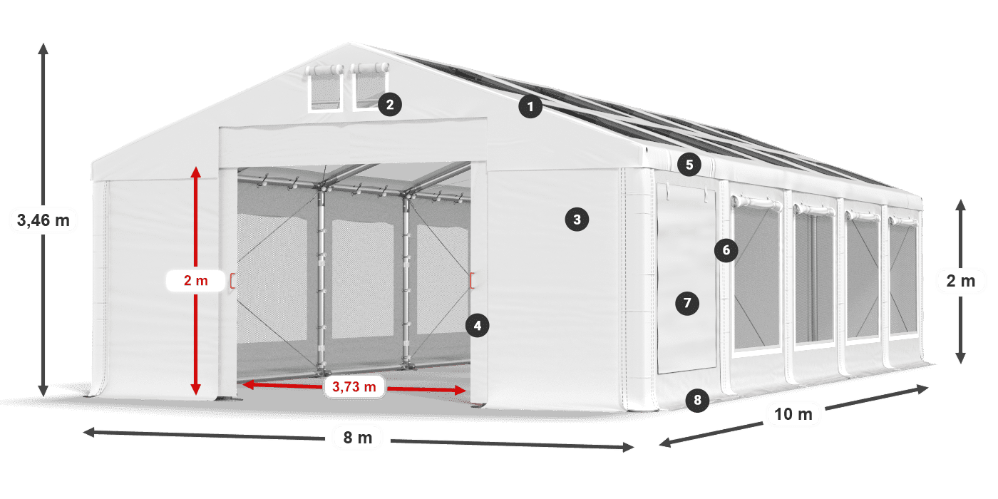 Streha: MS T 580 PVC Stene: SDM 500 PVC 2 m legenda