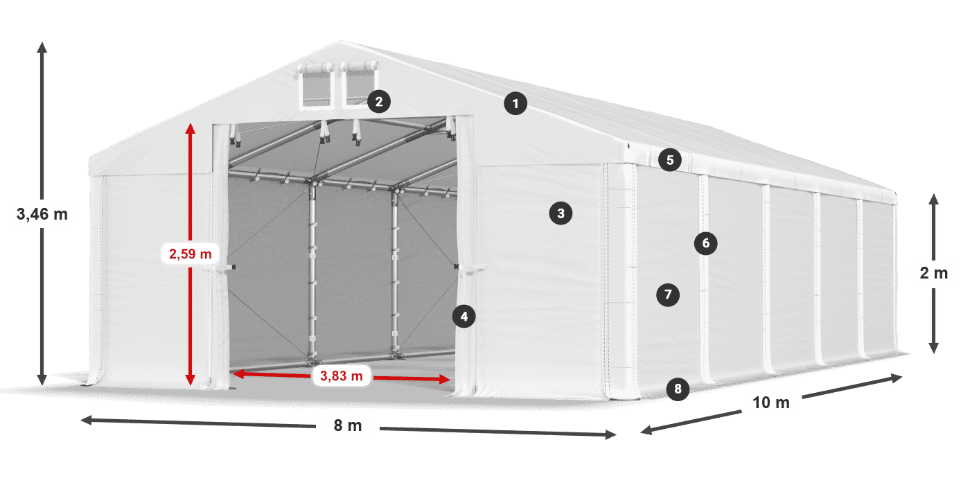 Streha: SD 560 PVC Stene: MS 580 PVC Legenda 2 m
