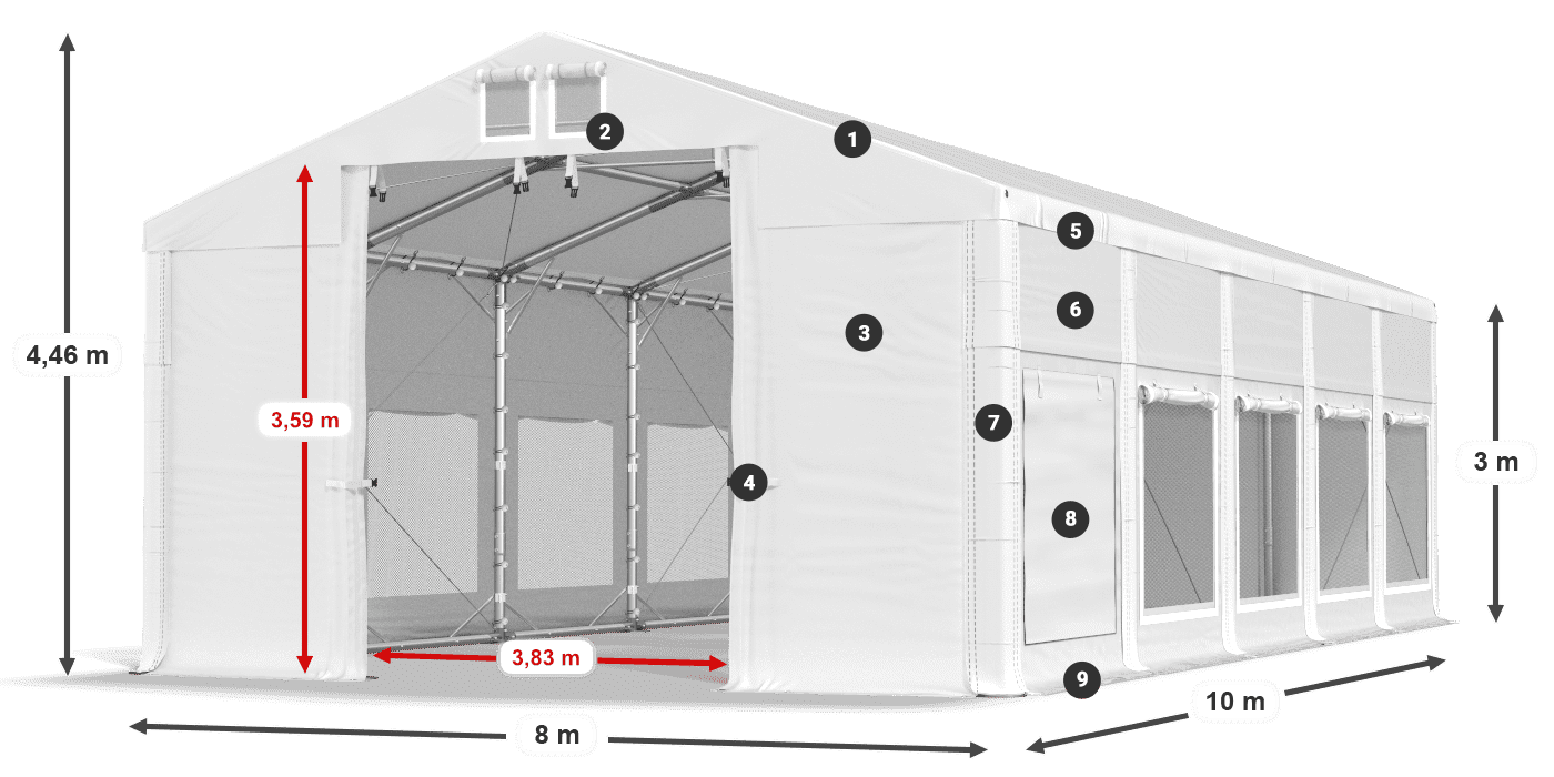 Streha: FR 620 PVC Stene: SD 500 PVC 3 m legenda
