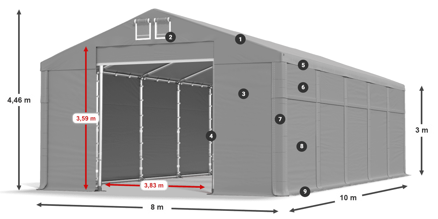 Streha: FR 620 PVC Stene: SD 500 PVC 3 m legenda