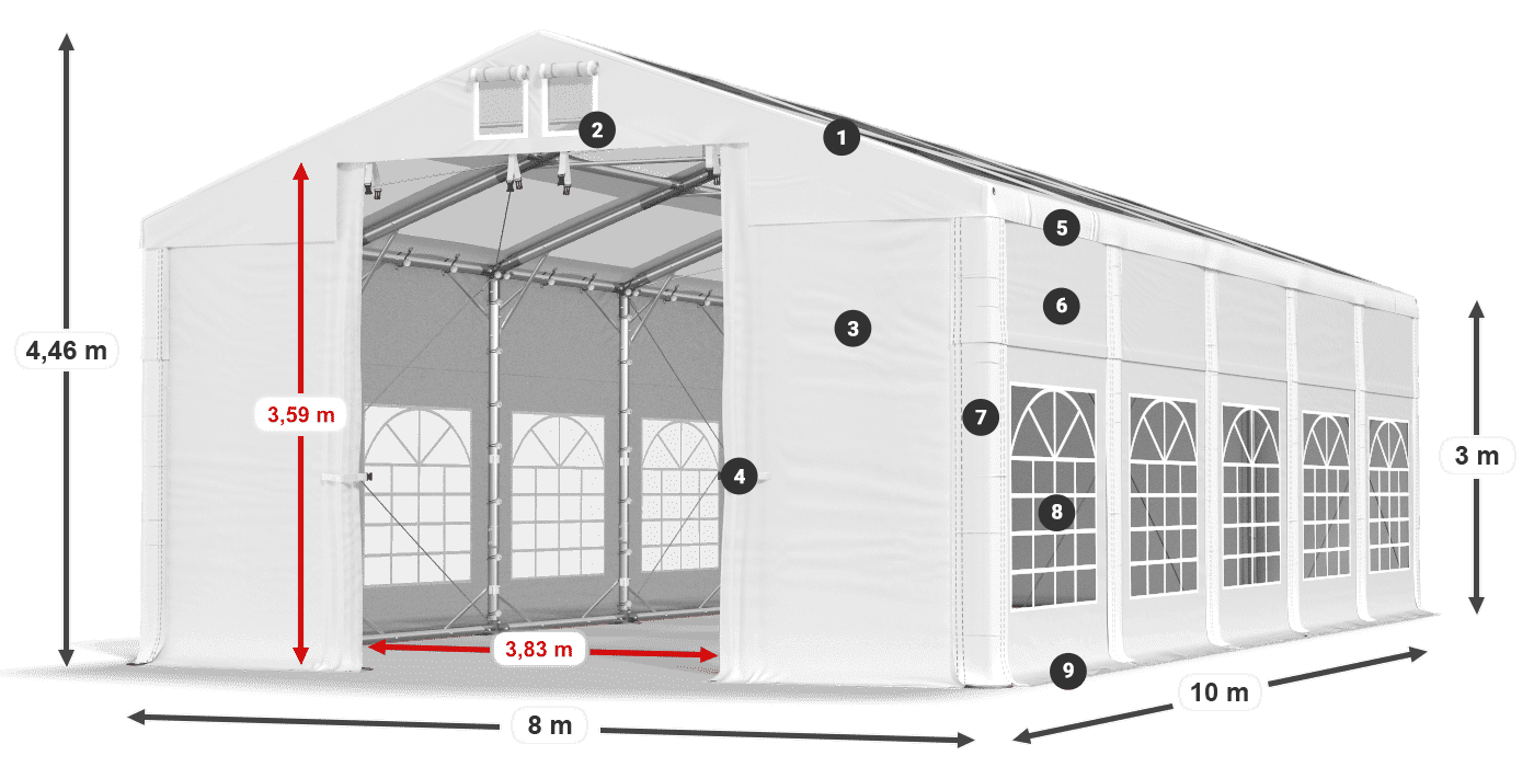 Streha: MS T 580 PVC Stene: FR 620 PVC 3 m legenda