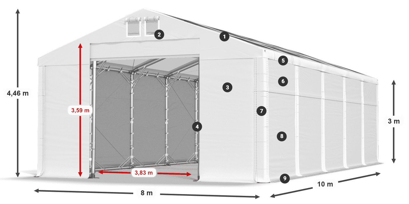 Streha: MS T 580 PVC Stene: FR 620 PVC 3 m legenda