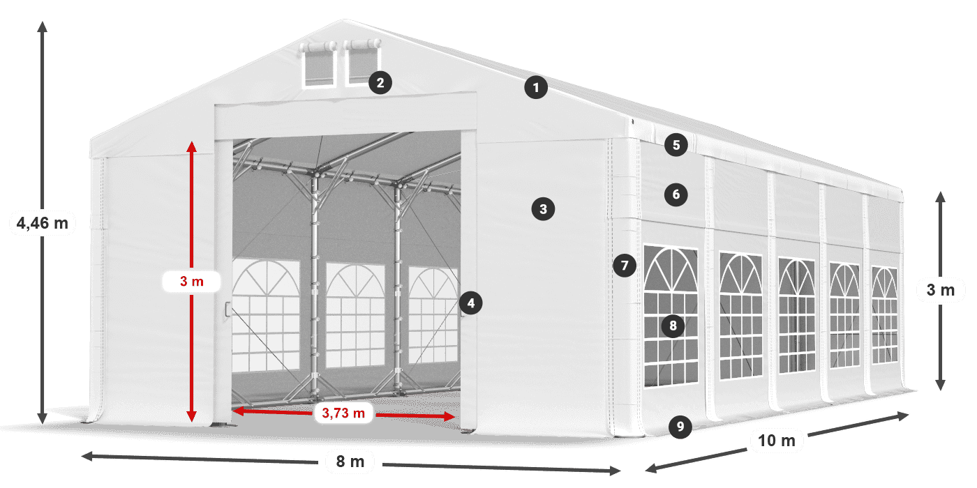 Streha: MS 580 PVC Stene: FR 620 PVC 3 m legenda