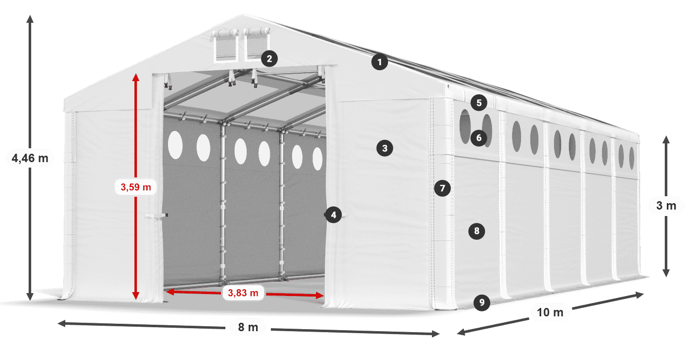 Streha: MS T 580 PVC Stene: FR O 620 PVC 3 m legenda