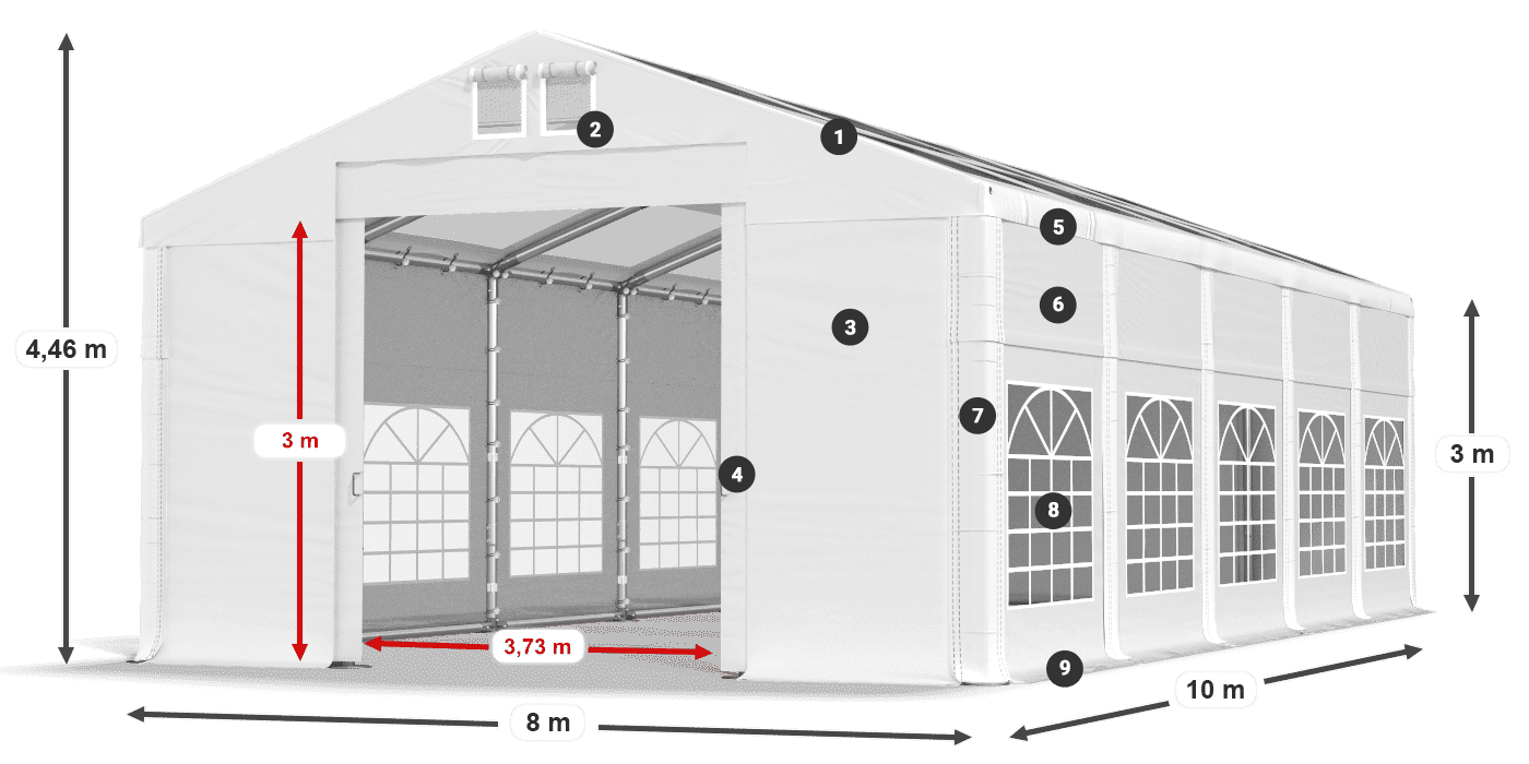 Streha: MS T 580 PVC Stene: FR 620 PVC 3 m legenda