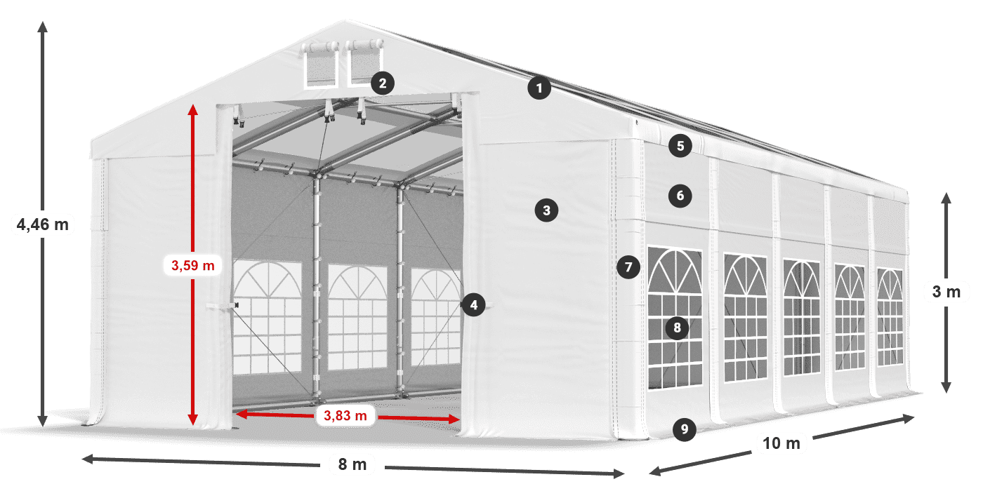 Streha: MS T 580 PVC Stene: FR 620 PVC 3 m legenda