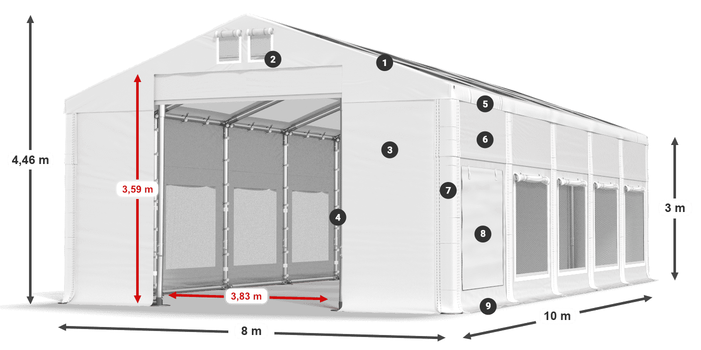 Streha: MS T 580 PVC Stene: SD M 500 PVC 3 m legenda