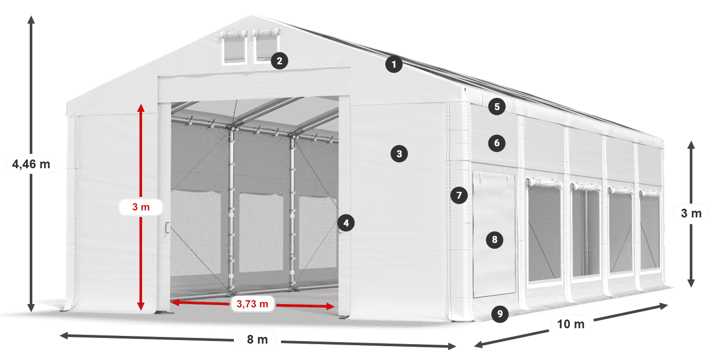 Streha: MS T 580 PVC Stene: SD M 500 PVC 3 m legenda