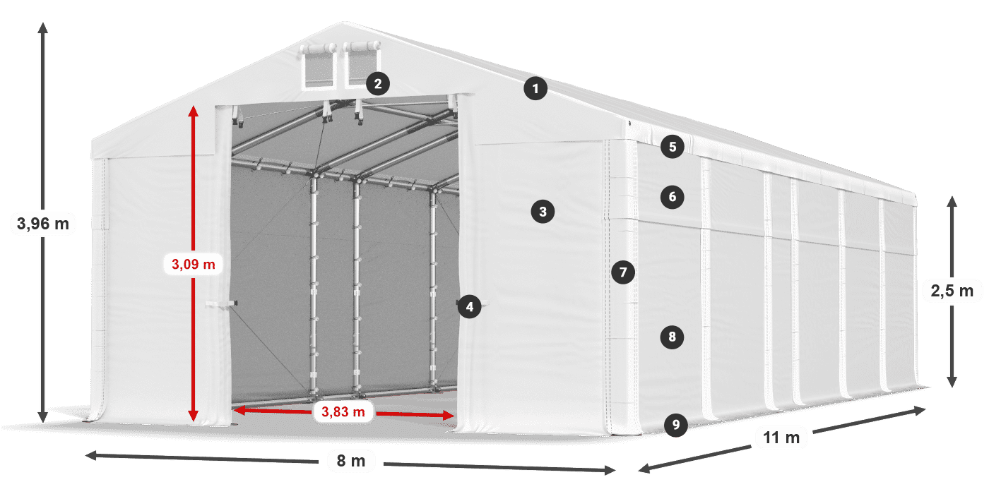 Streha: FR 620 PVC Stene: MS 580 PVC 2,5 m legenda