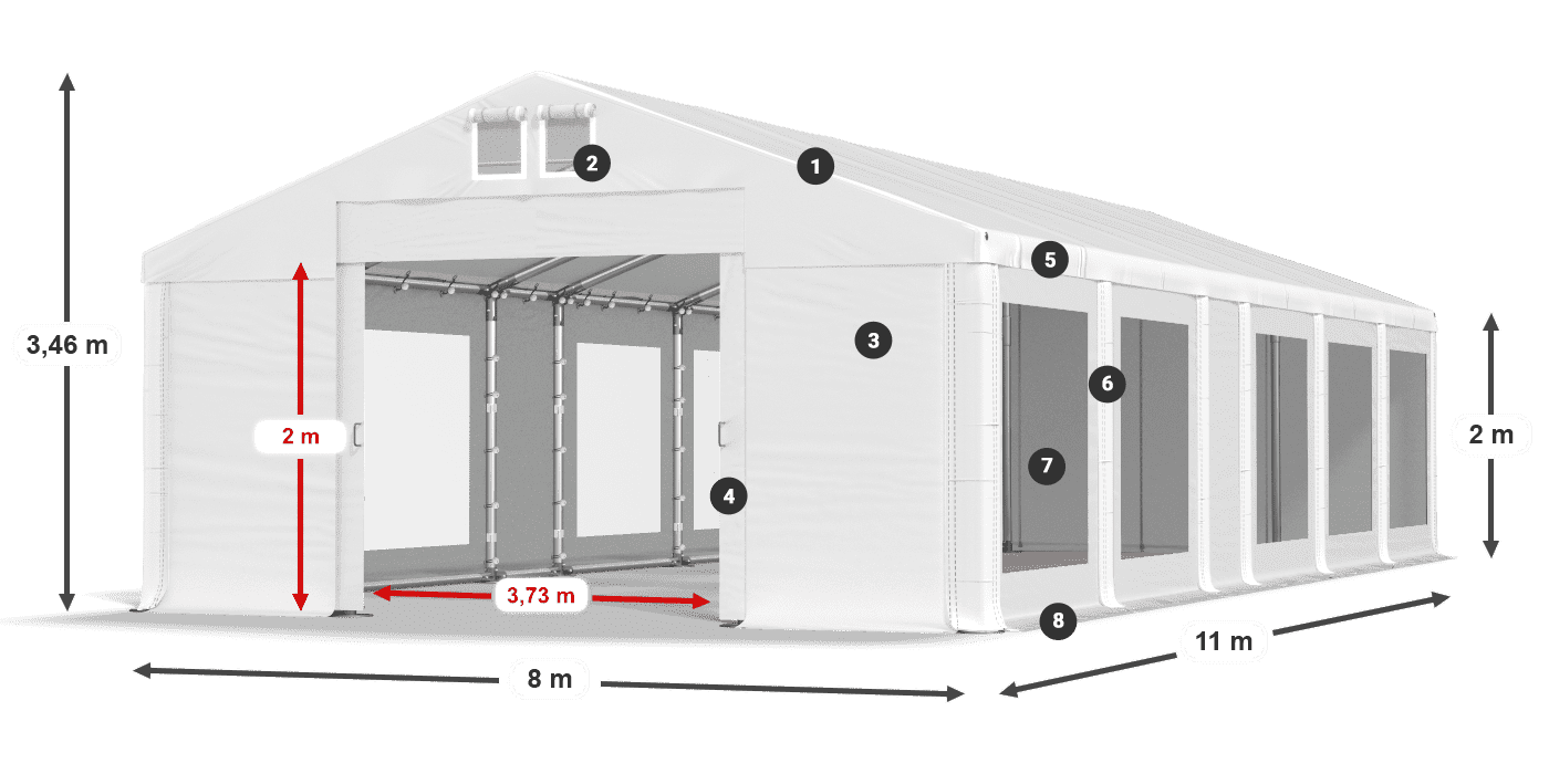 Streha: FR 620 PVC Stene: MS 580 PVC 2 m legenda