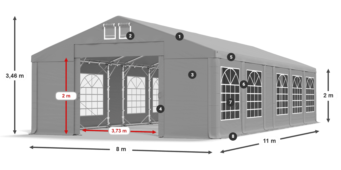 Streha: FR 620 PVC Stene: SD 500 PVC 2 m legenda