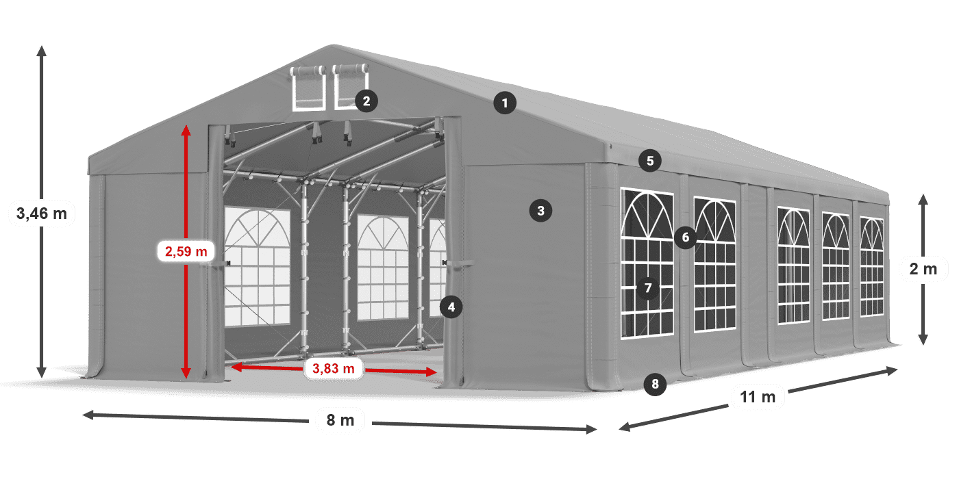Streha: FR 620 PVC Stene: SD 500 PVC 2 m legenda