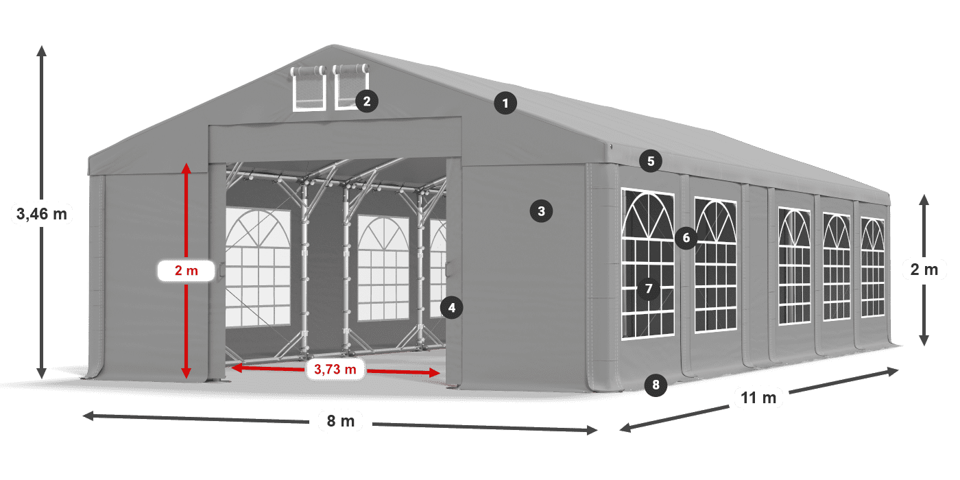 Streha: FR 620 PVC Stene: SD 500 PVC 2 m legenda
