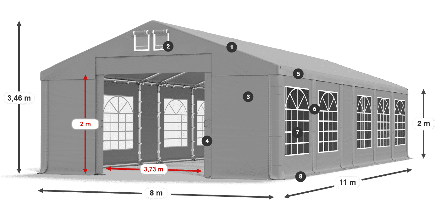 Streha: FR 620 PVC Stene: SD 500 PVC 2 m legenda