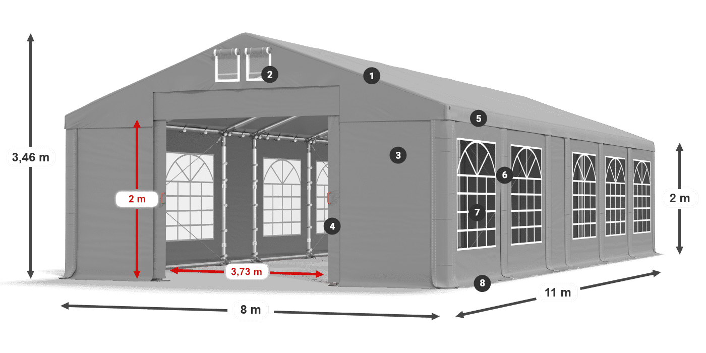 Streha: FR 620 PVC Stene: SD 500 PVC 2 m legenda