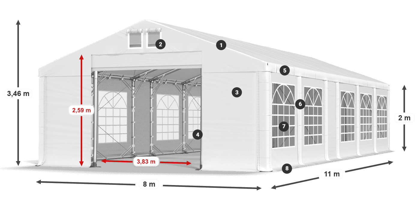 Streha: MS 580 PVC Stene: FR 620 PVC 2 m legenda