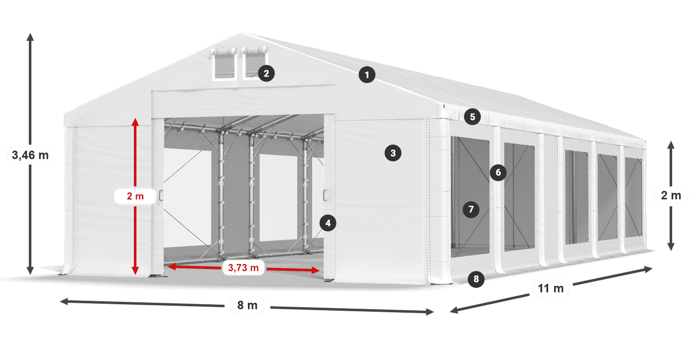 Streha: MS 580 PVC Stene: MS 580 PVC 2 m legenda