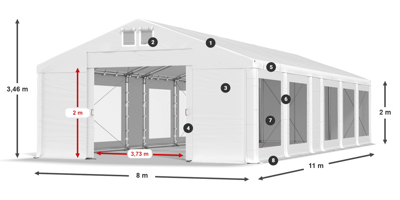 Streha: MS 580 PVC Stene: MS 580 PVC 2 m legenda