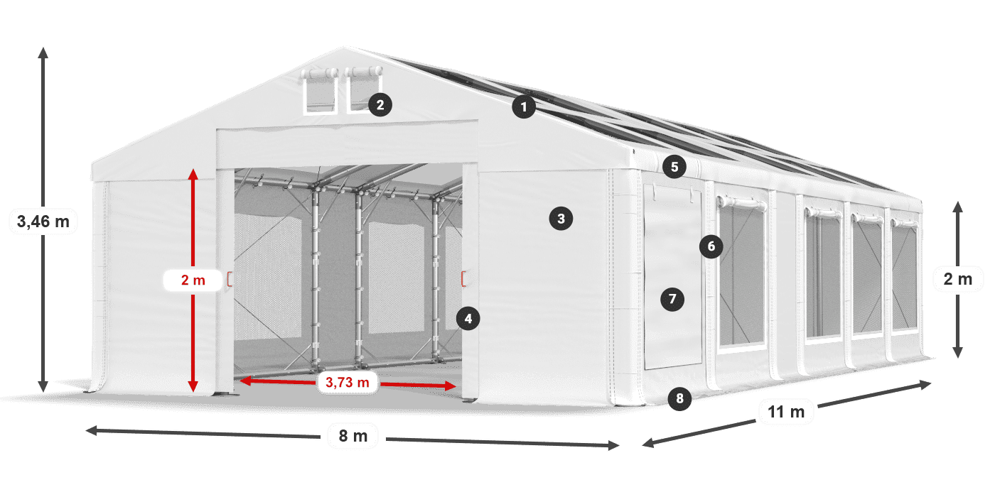 Streha: MS T 580 PVC Stene: SDM 500 PVC 2 m legenda