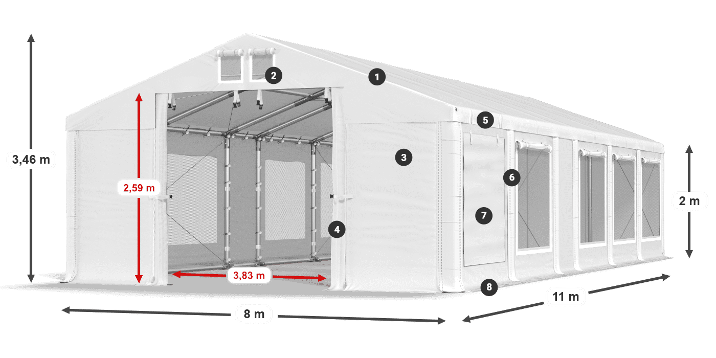 Streha: MS 580 PVC Stene: SD M 500 PVC 2 m legenda