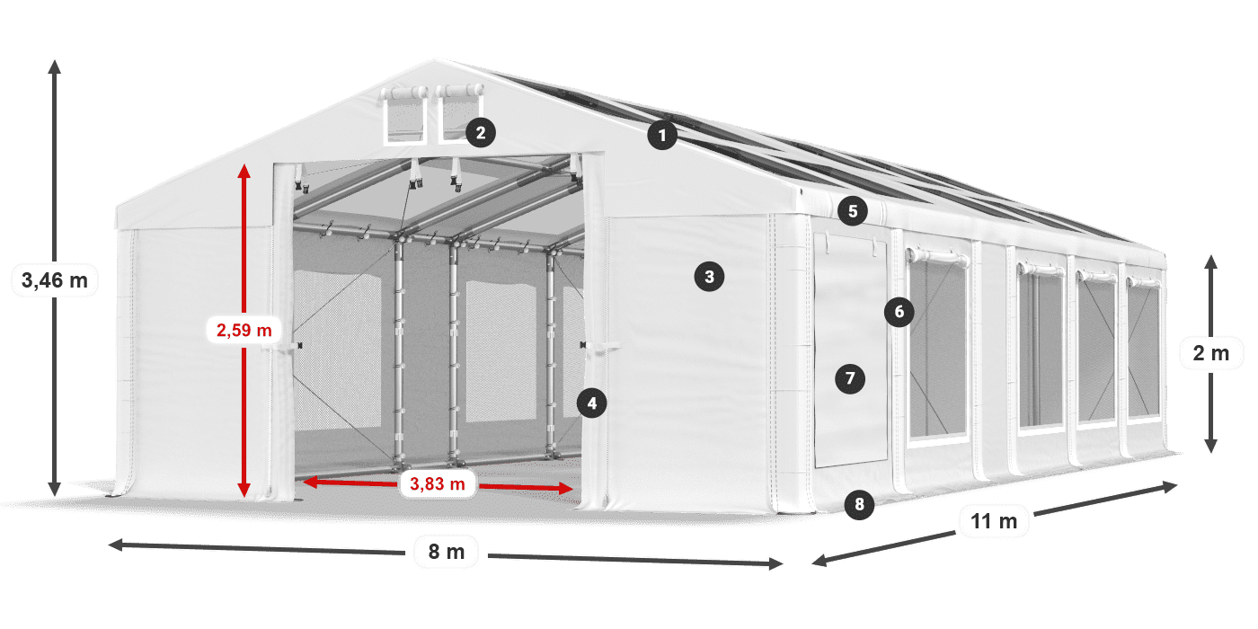 Streha: MS T 580 PVC Stene: SDM 500 PVC 2 m legenda