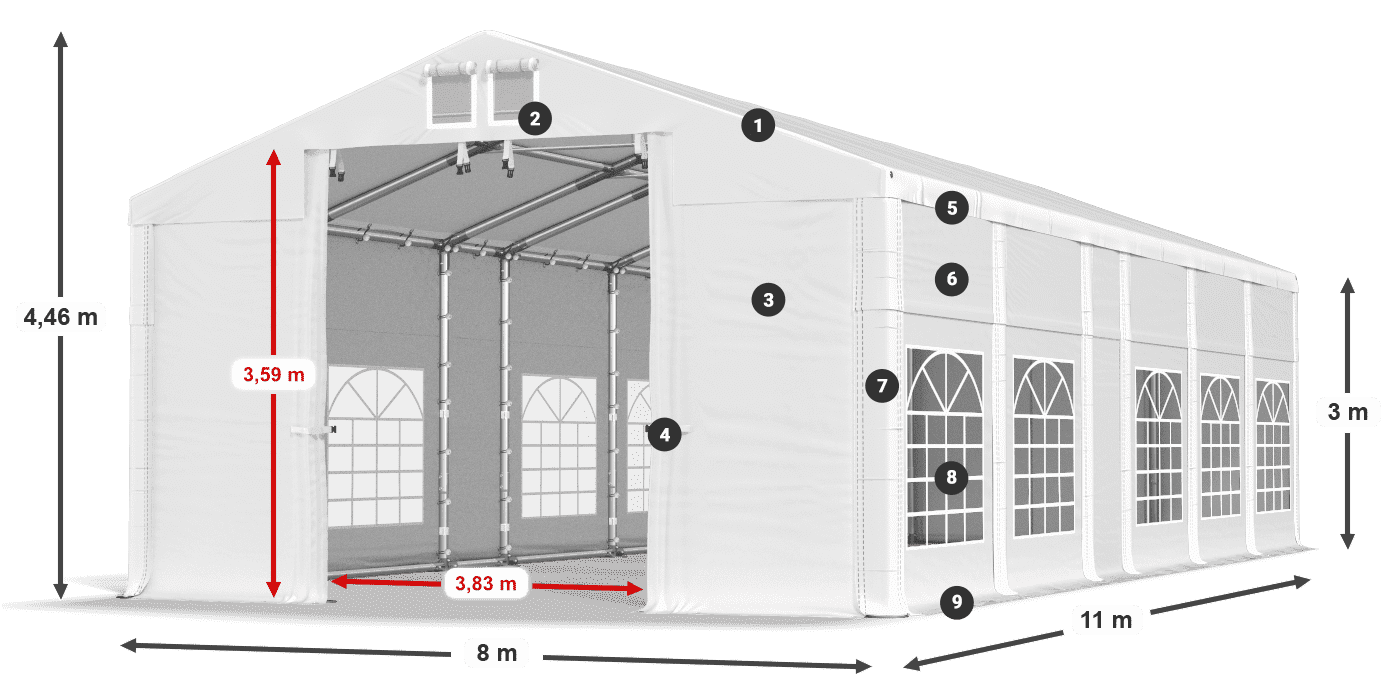 Streha: MS 580 PVC Stene: FR 620 PVC 3 m legenda