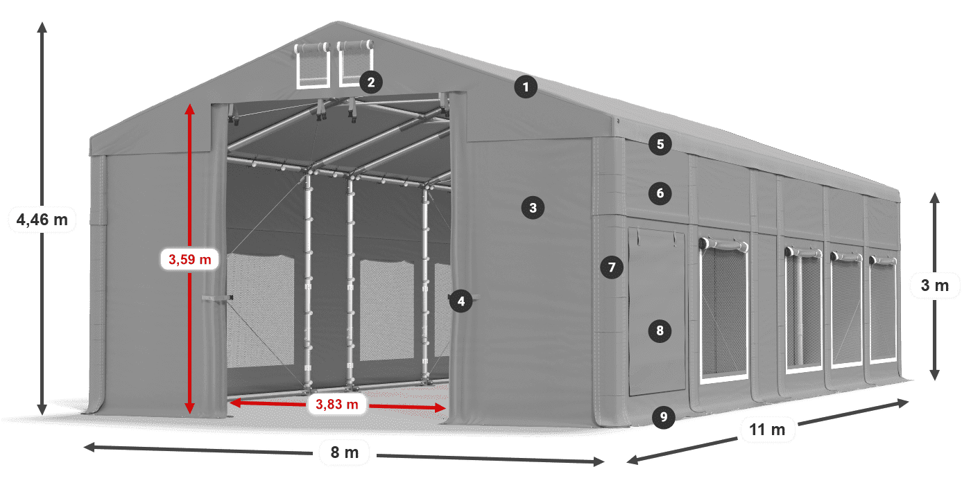 Streha: MS 580 PVC Stene: SD M 500 PVC 3 m legenda