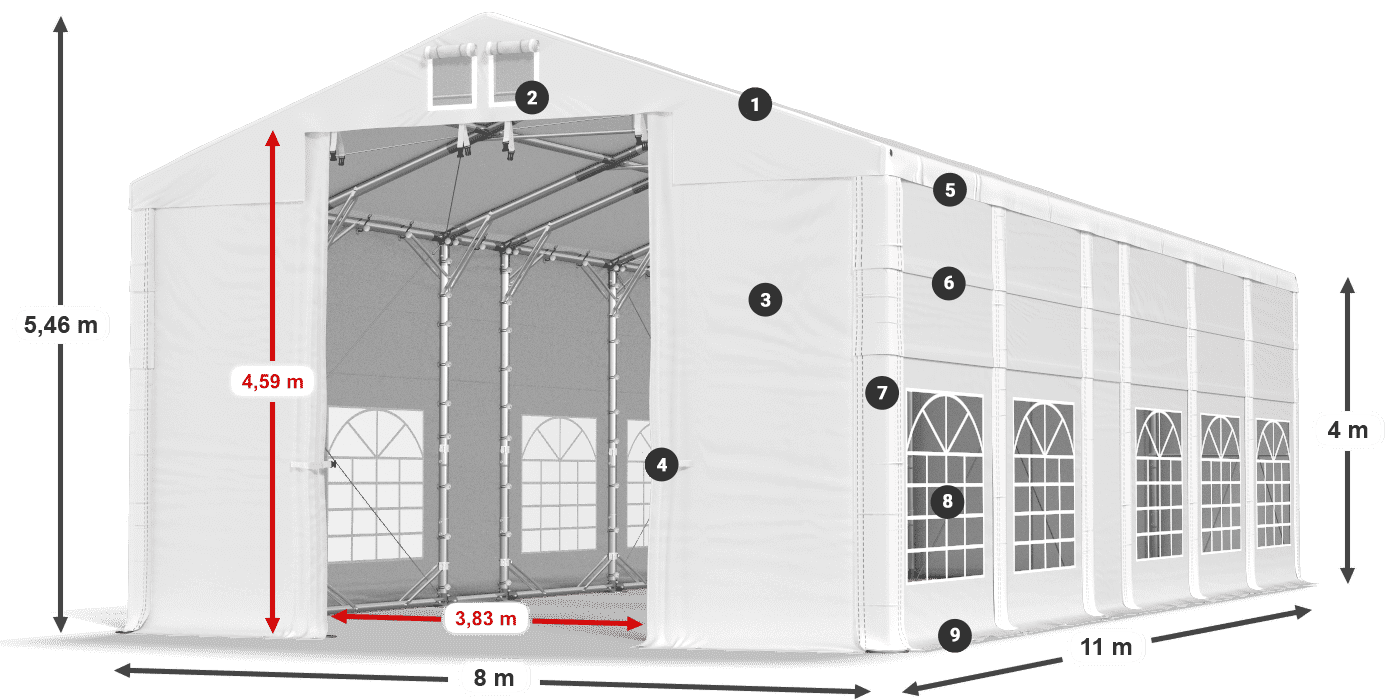 Streha: FR 620 PVC Stene: SD 500 PVC 4 m legenda