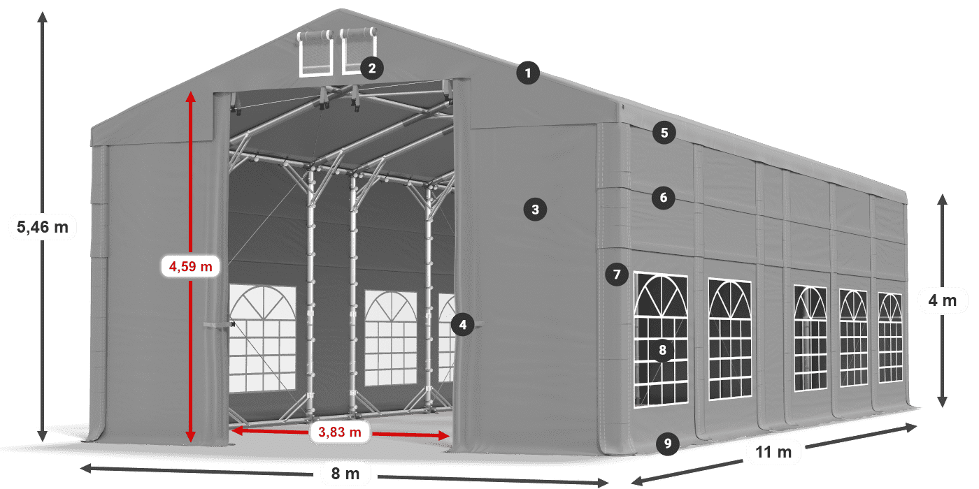 Streha: FR 620 PVC Stene: SD 500 PVC 4 m legenda