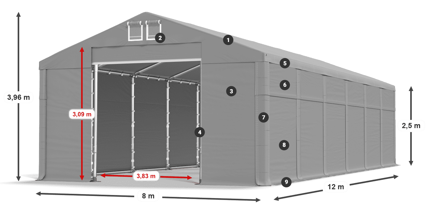 Streha: SD 560 PVC Stene: MS 580 PVC Legenda 2,5 m