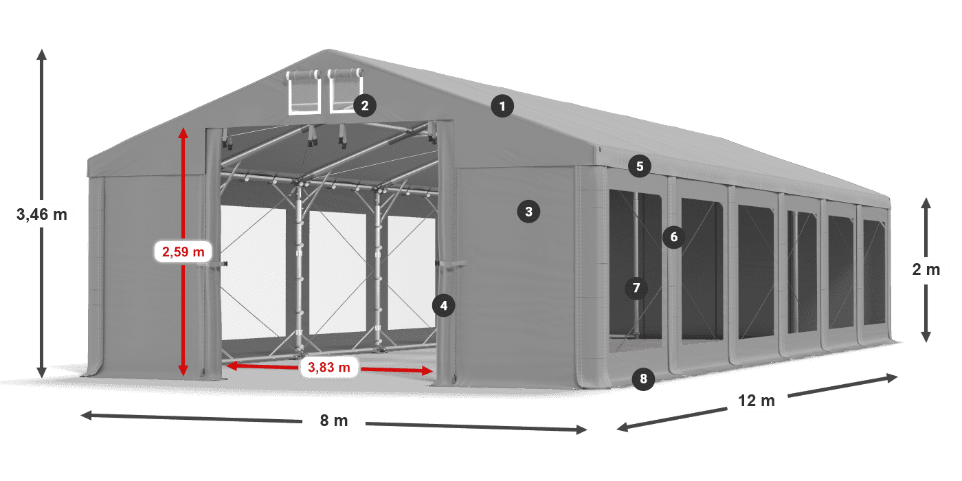 Streha: FR 620 PVC Stene: MS 580 PVC 2 m legenda