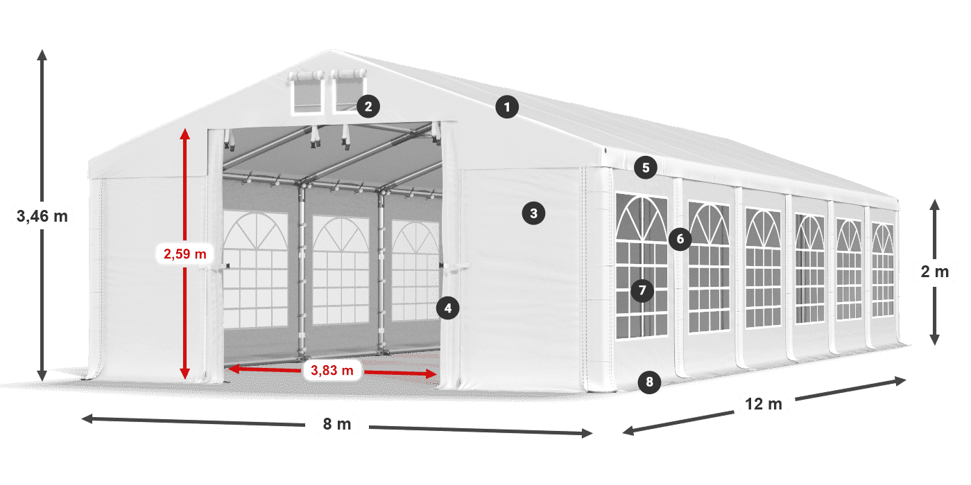 Streha: FR 620 PVC Stene: SD 500 PVC 2 m legenda