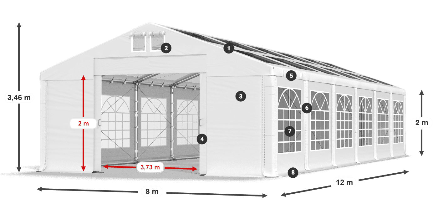 Streha: MS T 580 PVC Stene: FR 620 PVC 2 m legenda