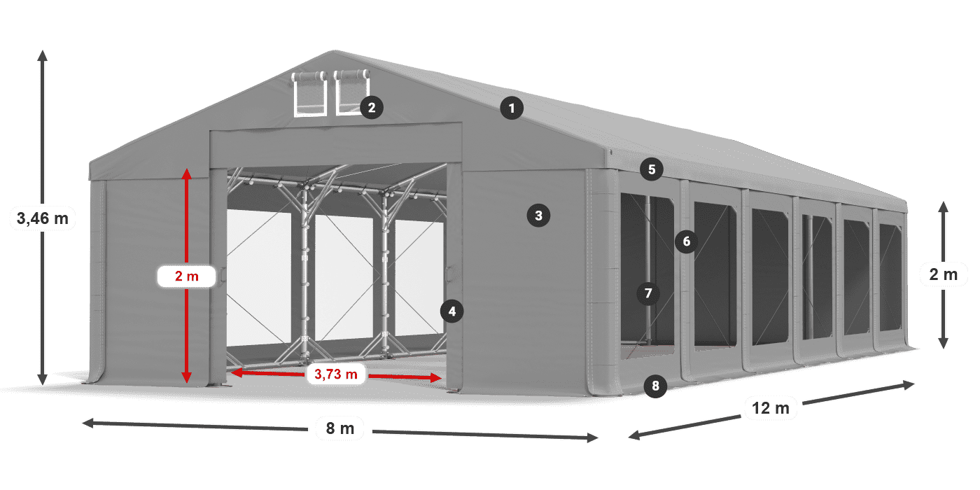 Streha: MS 580 PVC Stene: MS 580 PVC 2 m legenda