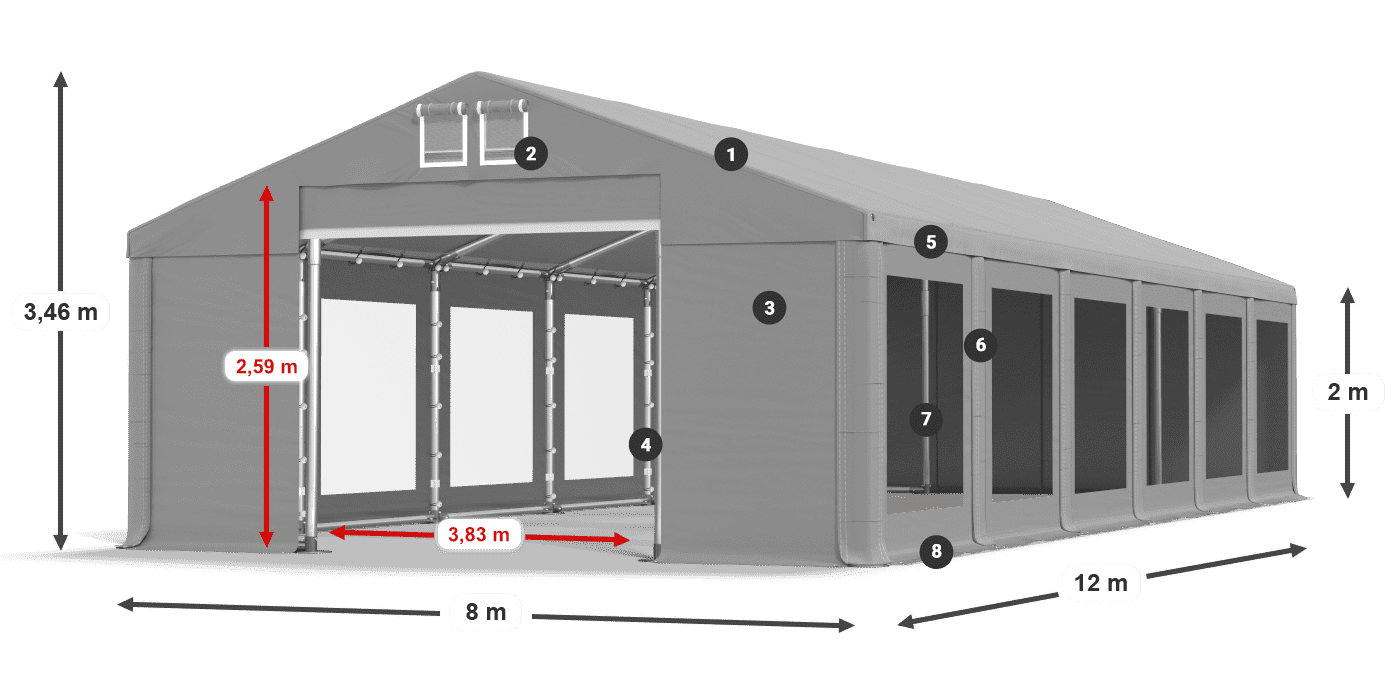 Streha: MS 580 PVC Stene: MS 580 PVC 2 m legenda