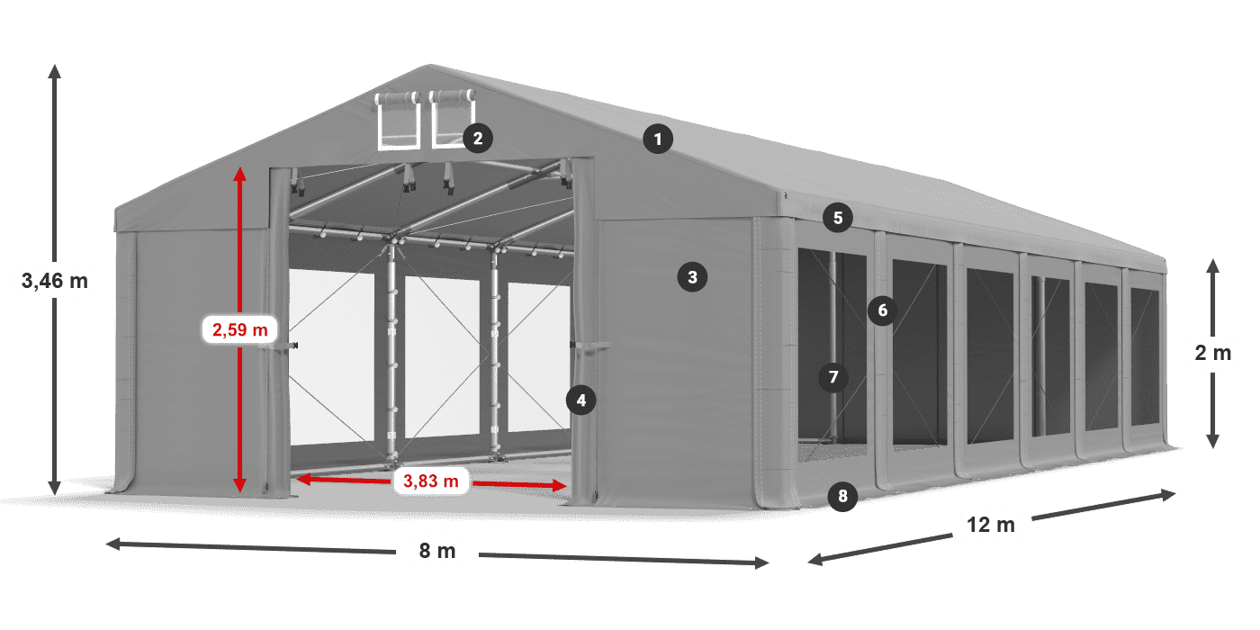 Streha: MS 580 PVC Stene: MS 580 PVC 2 m legenda