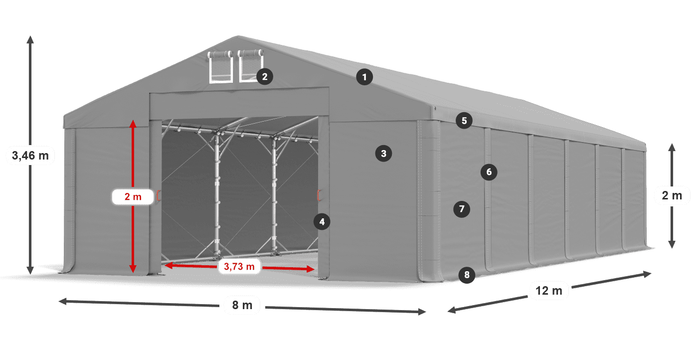 Streha: MS 580 PVC Stene: SD 500 PVC 2 m legenda