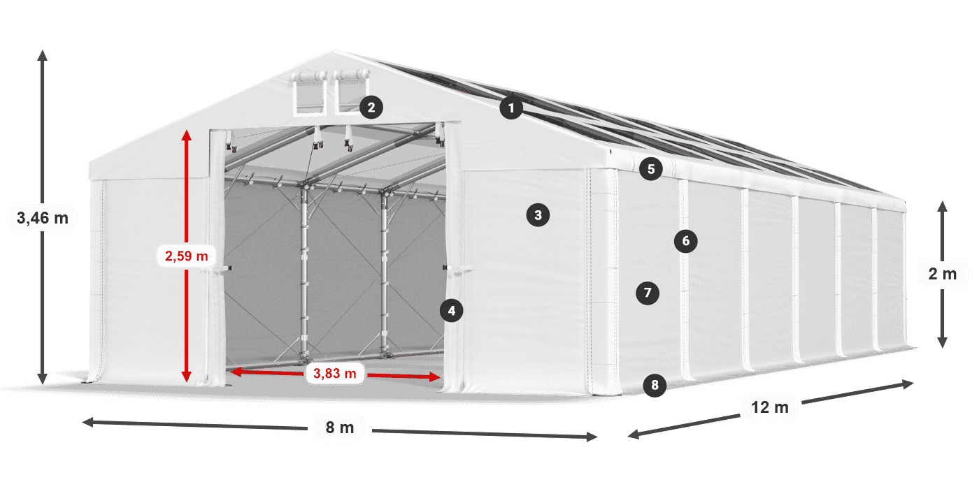 Streha: MS T 580 PVC Stene: SD 500 PVC 2 m legenda