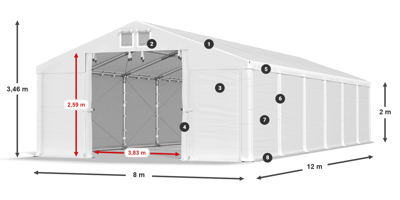 Streha: MS 580 PVC Stene: SD 500 PVC 2 m legenda